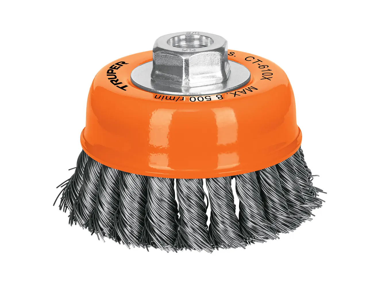 Carda copa, alambre trenzado grueso, 4x5/8', para esmeril