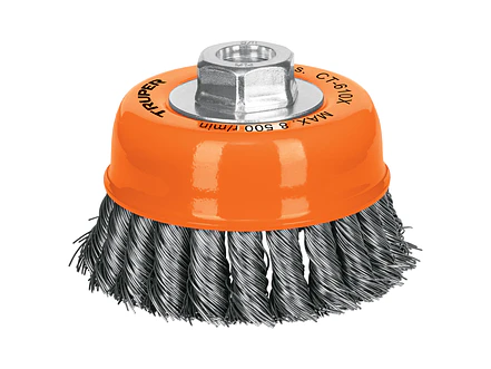 Carda copa, alambre trenzado grueso, 4x5/8', para esmeril
