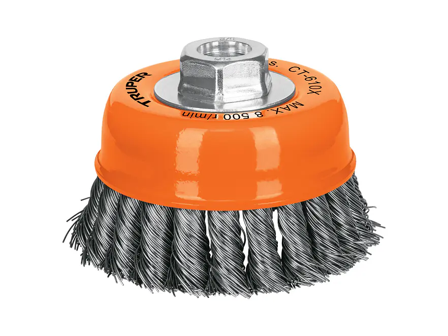 Carda copa, alambre trenzado grueso, 4x5/8', para esmeril