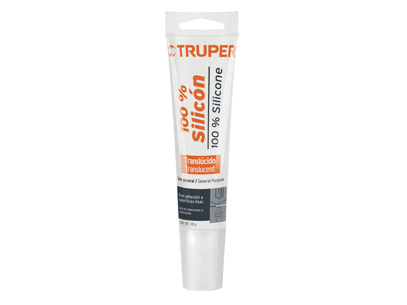 Sellador transparente, 100% de silicona, 85 gr Truper 17562 - Envío a todo Colombia | aztools.co