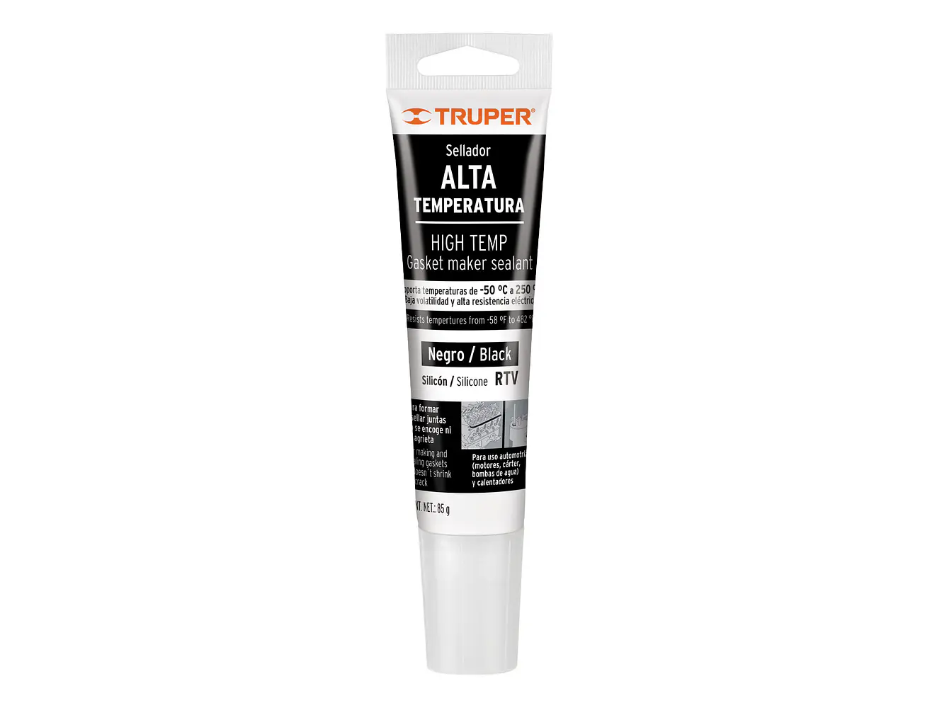 Sellador de silicona para altas temperaturas, negro, 85 gr Truper 17567 - Envío a todo Colombia | aztools.co