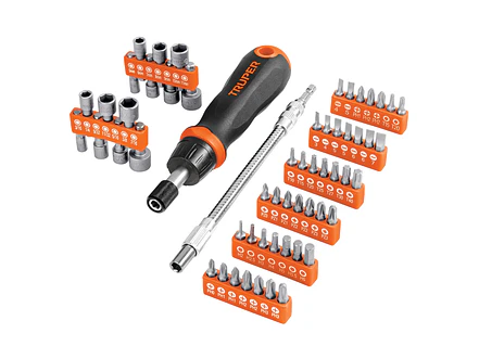 Juego de desarmador tipo matraca, 58 piezas Truper 18220 - Foto 1 | aztools.co