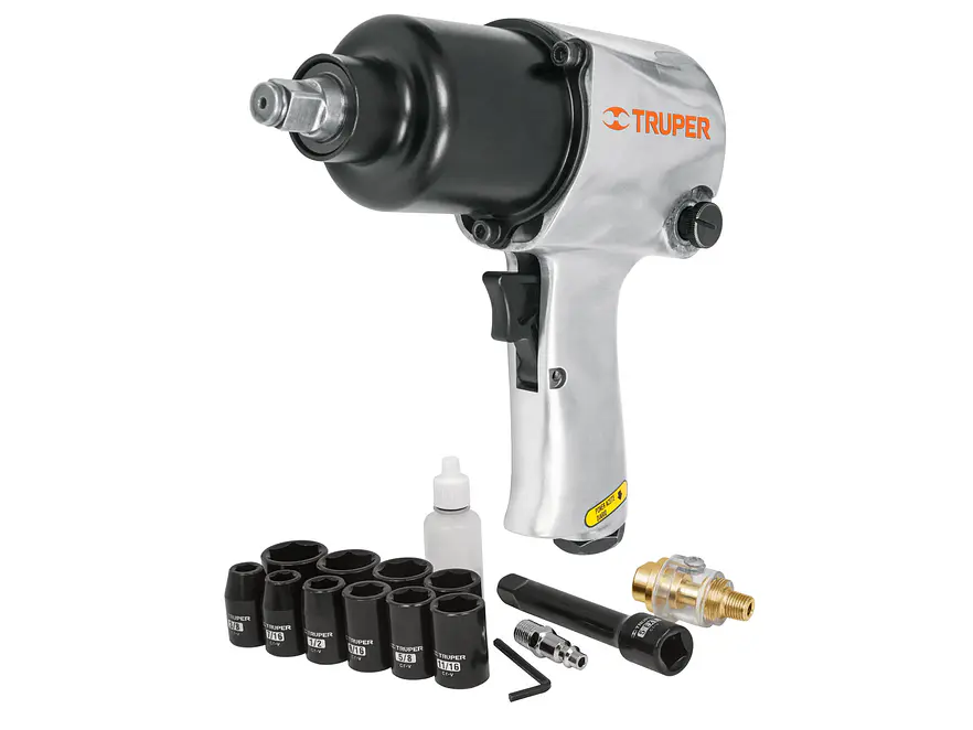 kit Pistola de impacto Truper 18281, industrial, 1/2