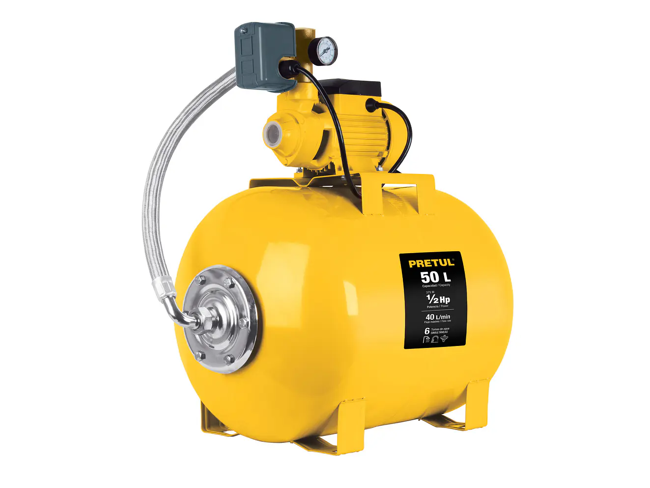 Bomba hidroneumática Pretul 20184 1/2 HP, 50 litros   - Foto 1 | aztools.co