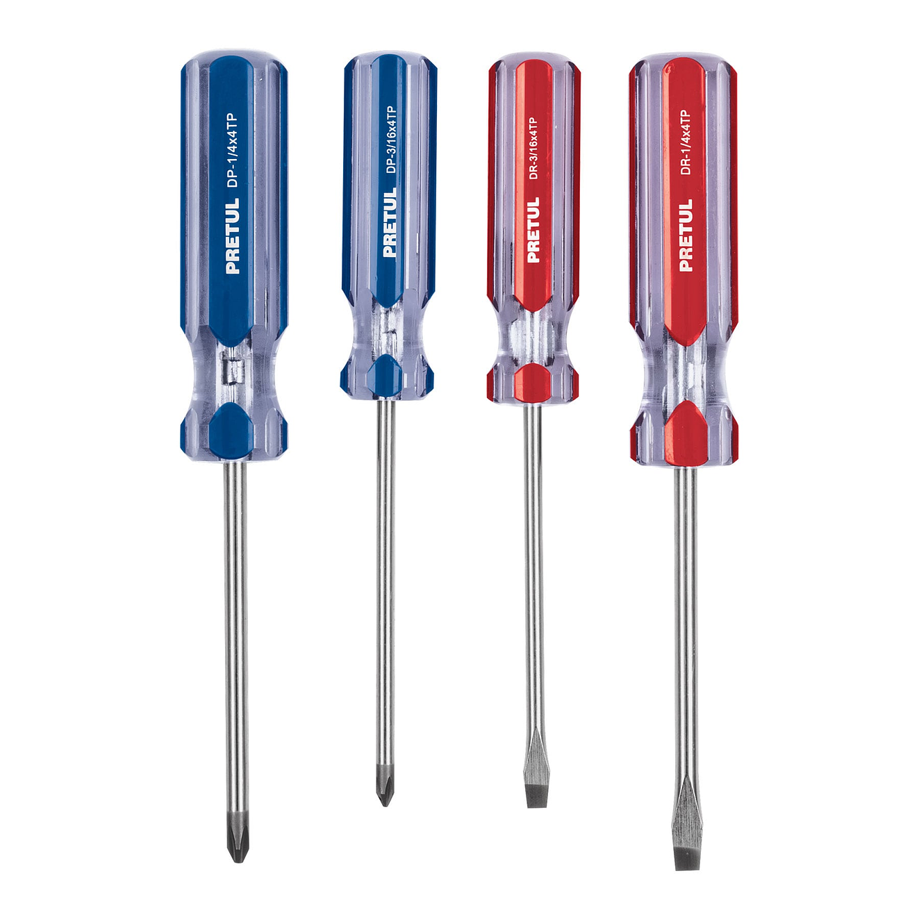 Juego de destornilladores, 4 piezas, mango PVC, Pretul PRETUL 20212