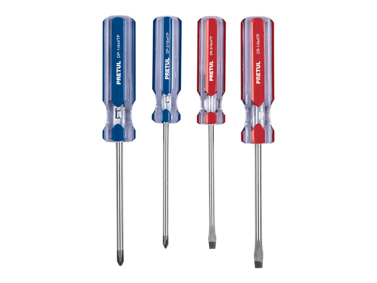 Juego de destornilladores, 4 piezas, mango PVC, Pretul 20212 - Foto 1 | aztools.co