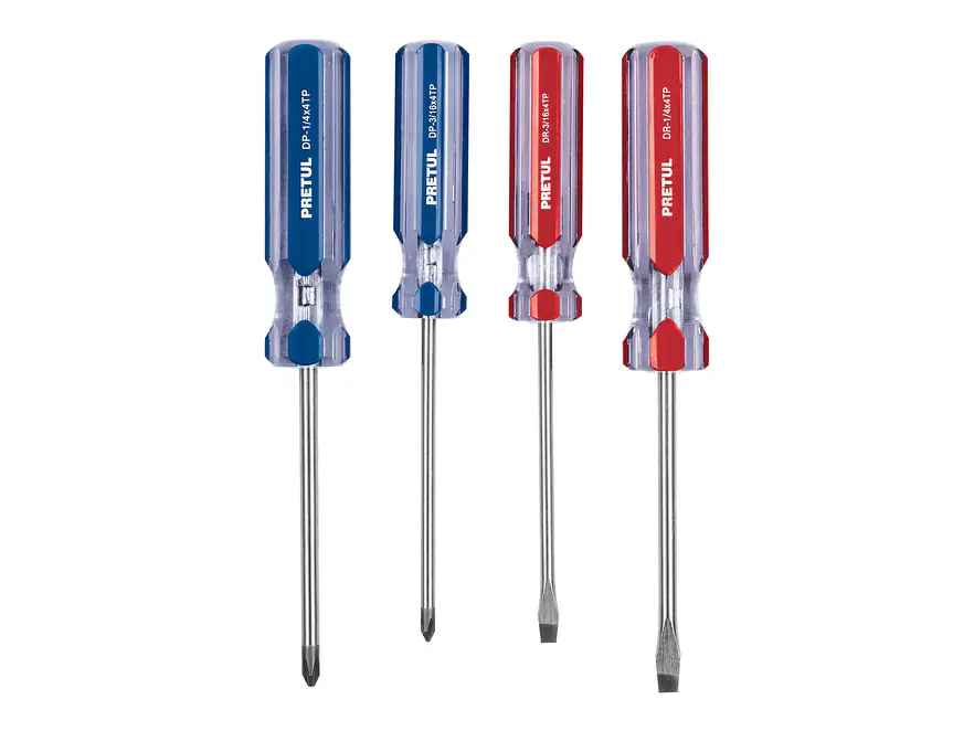Juego de destornilladores, 4 piezas, mango PVC, Pretul 20212 - Foto 1 | aztools.co