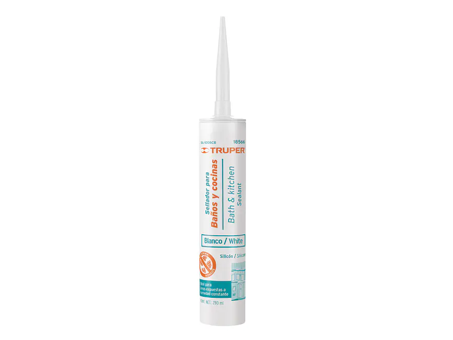 Sellador blanco para baño y cocina, 280 ml Truper 18566 - Foto 1 | aztools.co