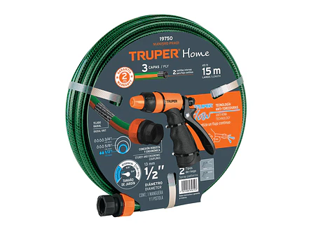 Combo de manguera MAN-15X1/RE y pistola PR-401, 15 m Truper 19750 - Foto 1 | aztools.co