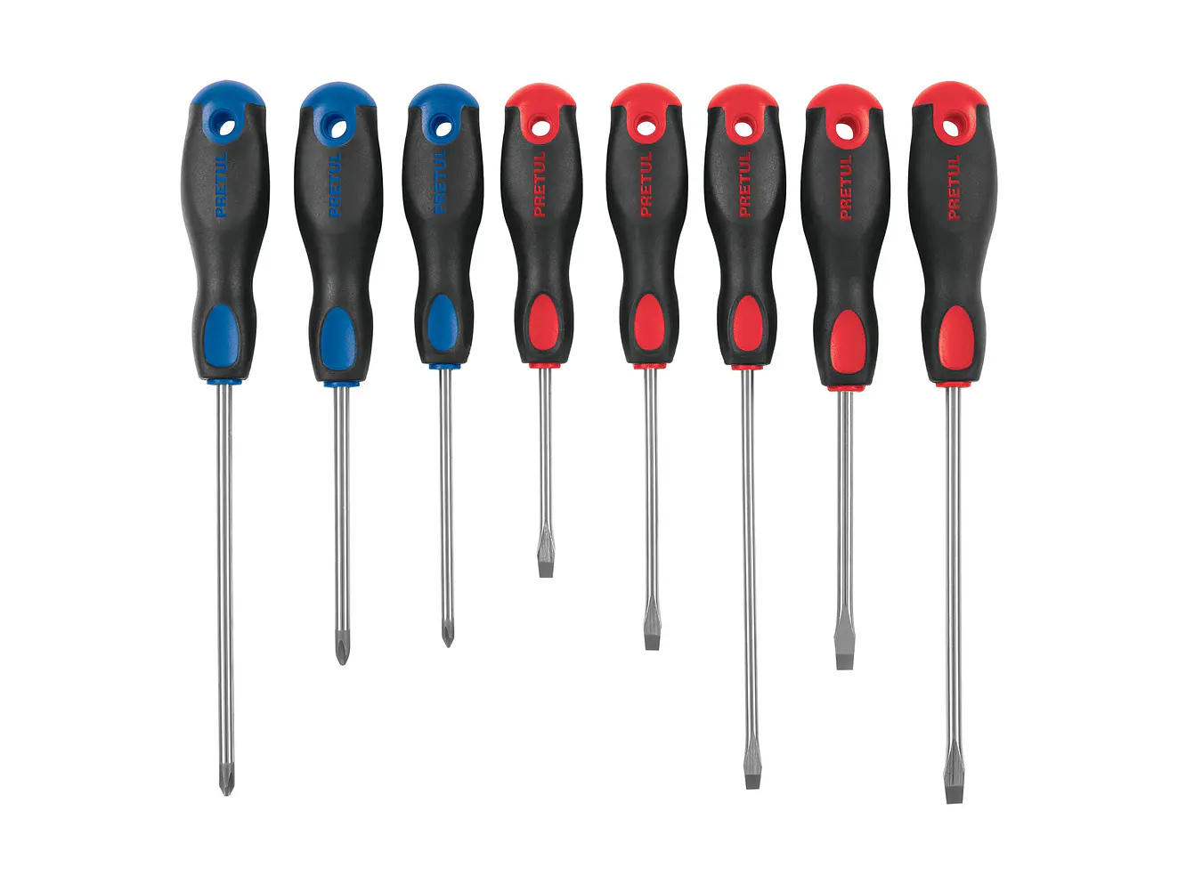 Juego de desarmadores, 8 piezas, mango Comfort Grip, Pretul 20219 - Foto 1 | aztools.co