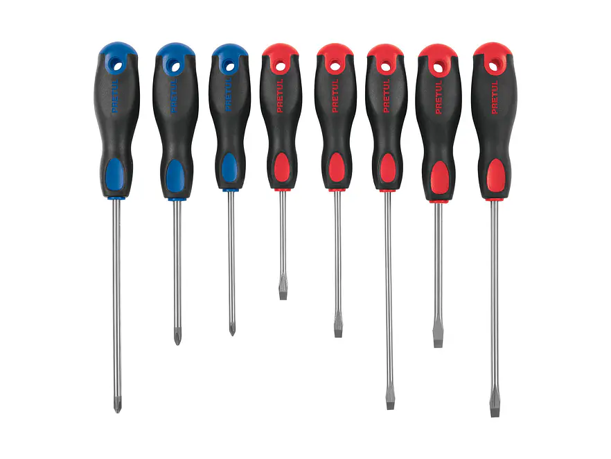 Juego de desarmadores, 8 piezas, mango Comfort Grip, Pretul 20219 - Foto 1 | aztools.co