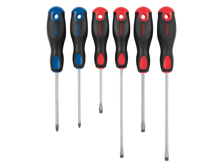 Juego de destornilladores, 6 piezas, mango Comfort Grip, Pretul 20220 - Foto 1 | aztools.co