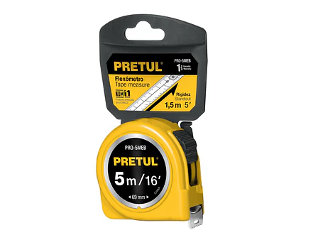 Flexómetro, amarillo, 5m,cinta 3/4