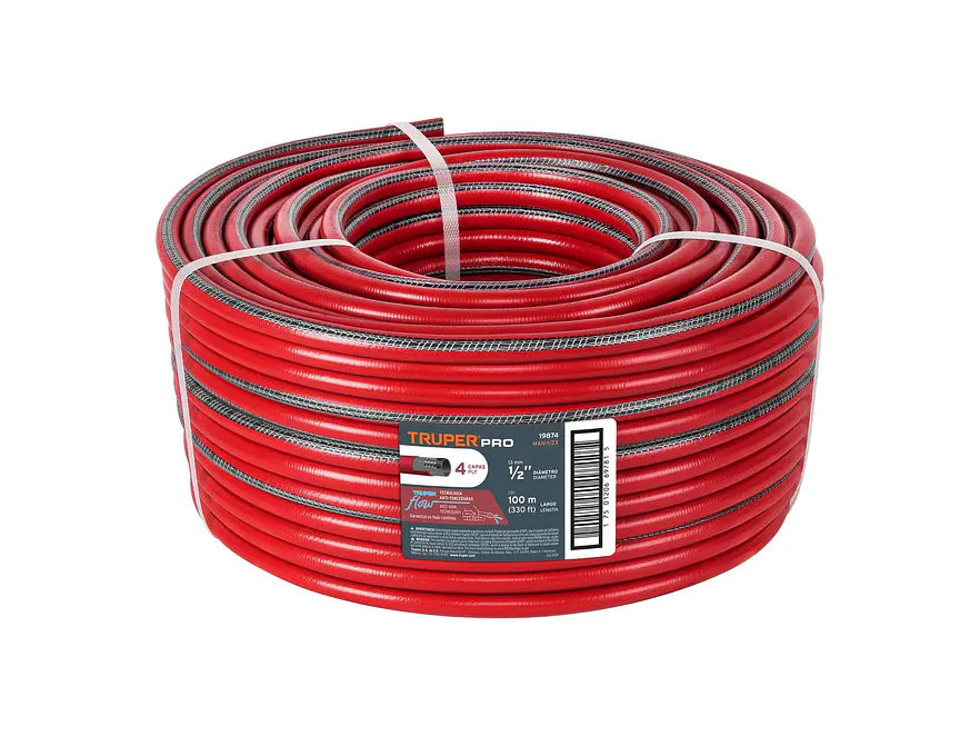 Manguera 1/2', super reforzada, 4 capas Truper 19874 x 100mt - Envío a todo Colombia | aztools.co