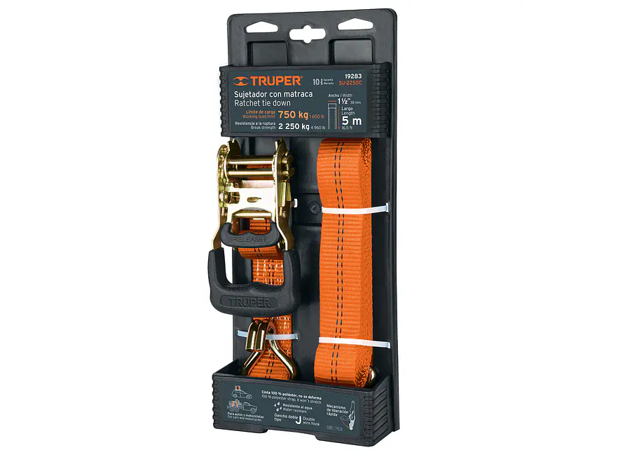 Eslinga con ratchet, carga máxima 2250 kg Truper 19283 - Foto 1 | aztools.co