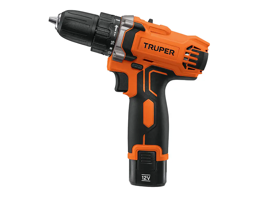 Taladro inalámbrico Truper 18653 compacto batería ion litio 12 V, 3/8
