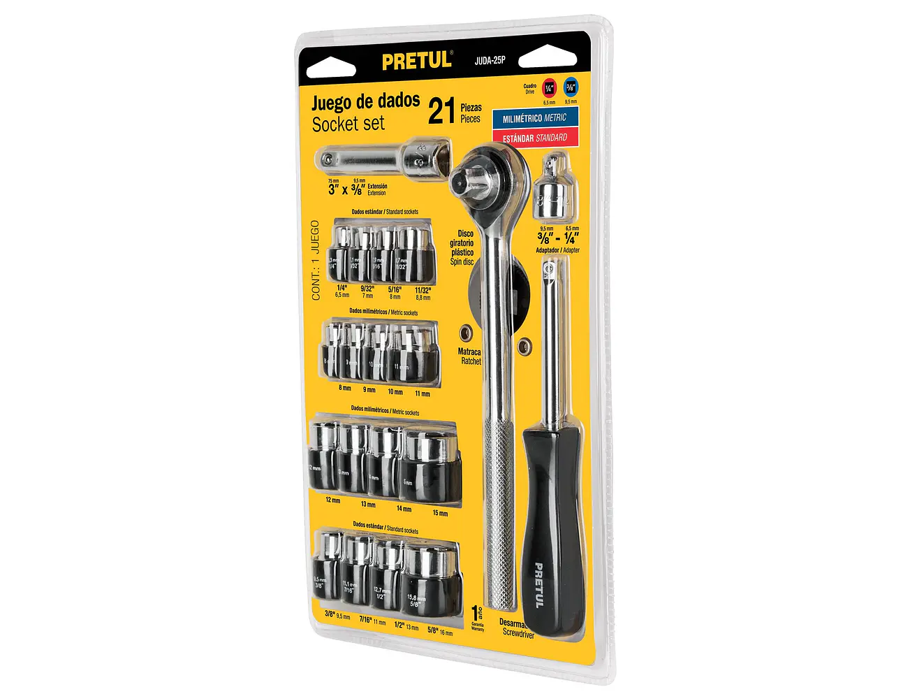 Juego de mecánico 21 piezas con matraca | Pretul 21162 - Foto 1 | aztools.co