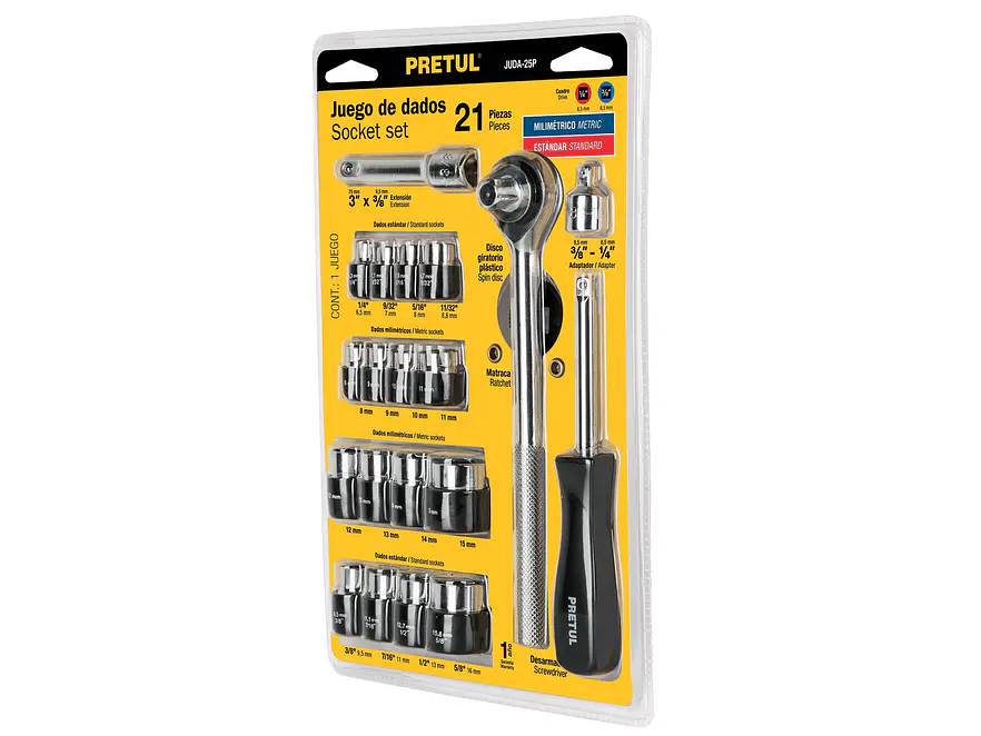Juego de mecánico 21 piezas con matraca | Pretul 21162 - Foto 1 | aztools.co