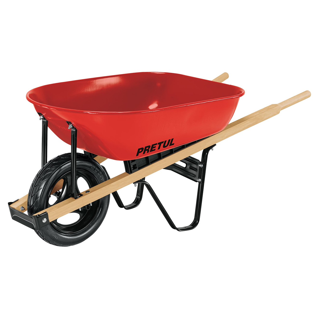 Carretilla 5.5 ft3 Pretul 20623, mangos de madera 1-3/4