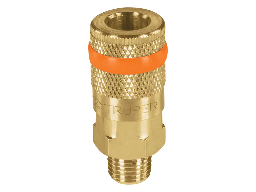 Cople de latón, cuerda 1/4 NPT, macho, Truper 19085 - Foto 1 | aztools.co