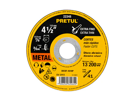 Disco Tipo 41 para corte extrafino de metal 4-1/2