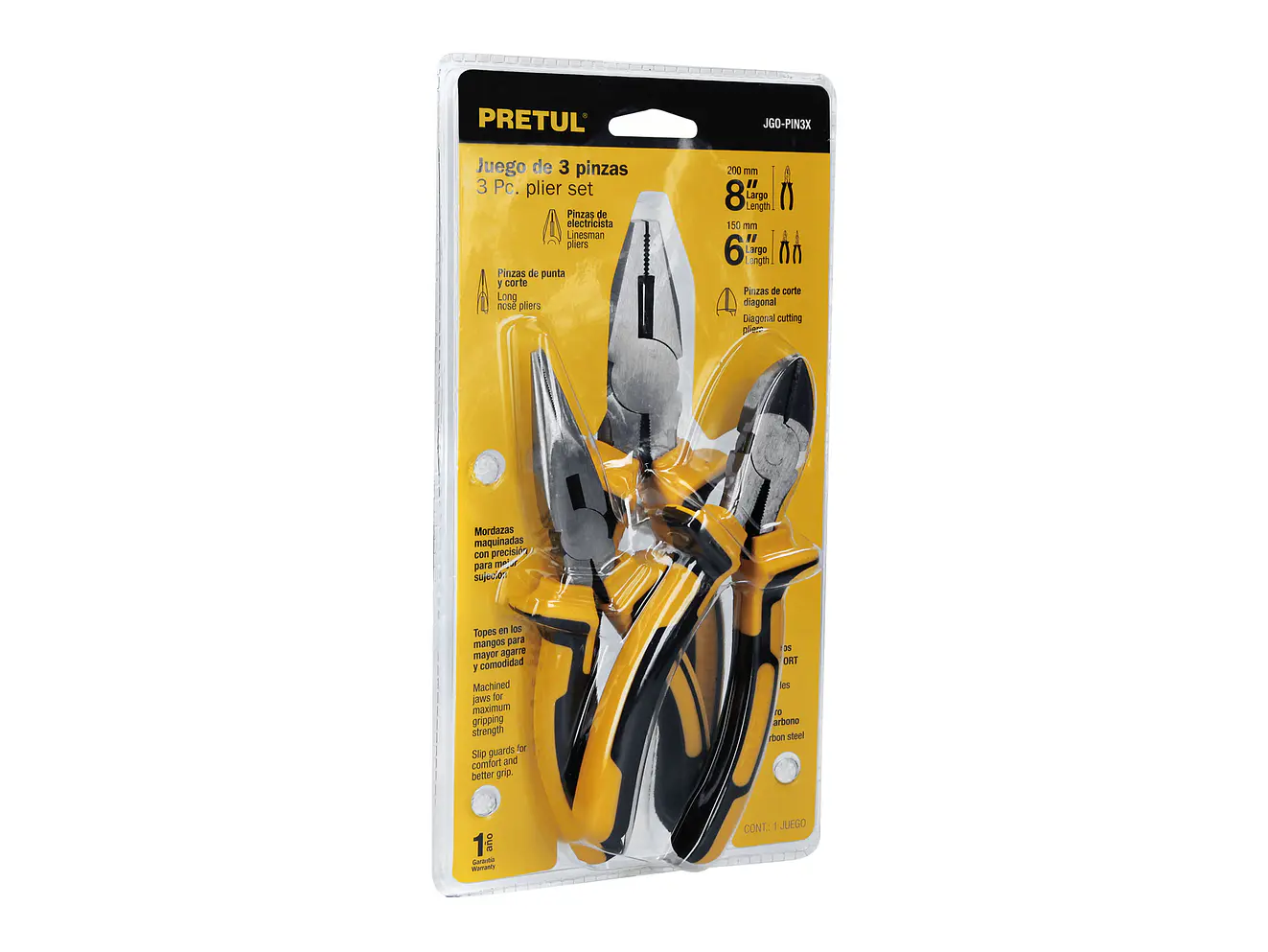 Juego de alicates 3 piezas  mango comfort grip Pretul PRETUL 22966 - Envío a todo Colombia | aztools.co