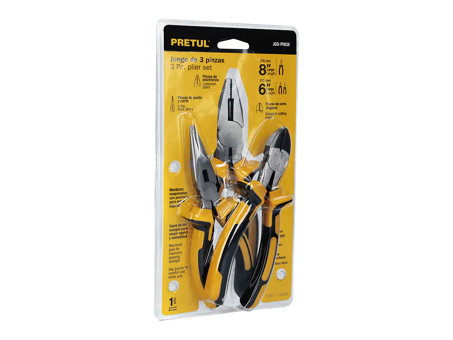 Juego de alicates 3 piezas  mango comfort grip Pretul PRETUL 22966 - Envío a todo Colombia | aztools.co