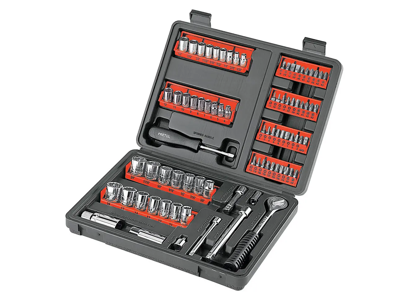 Set de puntas y copas, 90 piezas, Pretul PRETUL 22977 - Foto 1 | aztools.co