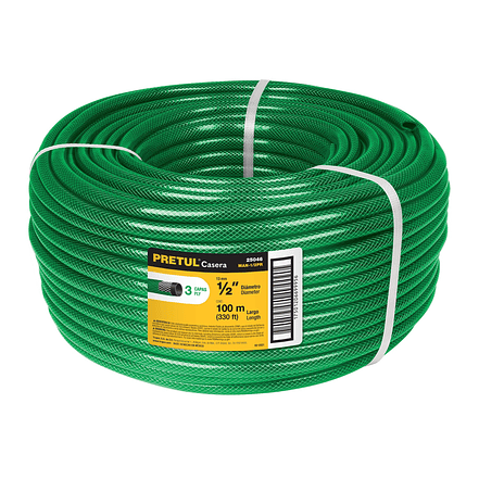 Manguera 1/2', Pretul, reforzada, 3 capas PRETUL 25046 x 100mt