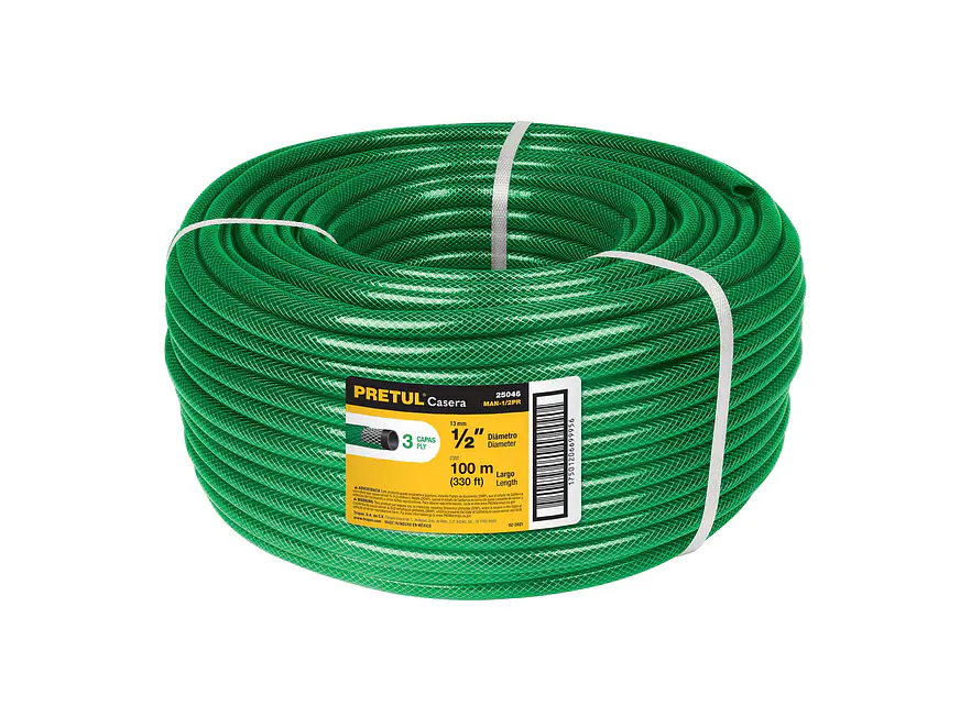 Manguera 1/2', Pretul, reforzada, 3 capas PRETUL 25046 x 100mt - Envío a todo Colombia | aztools.co