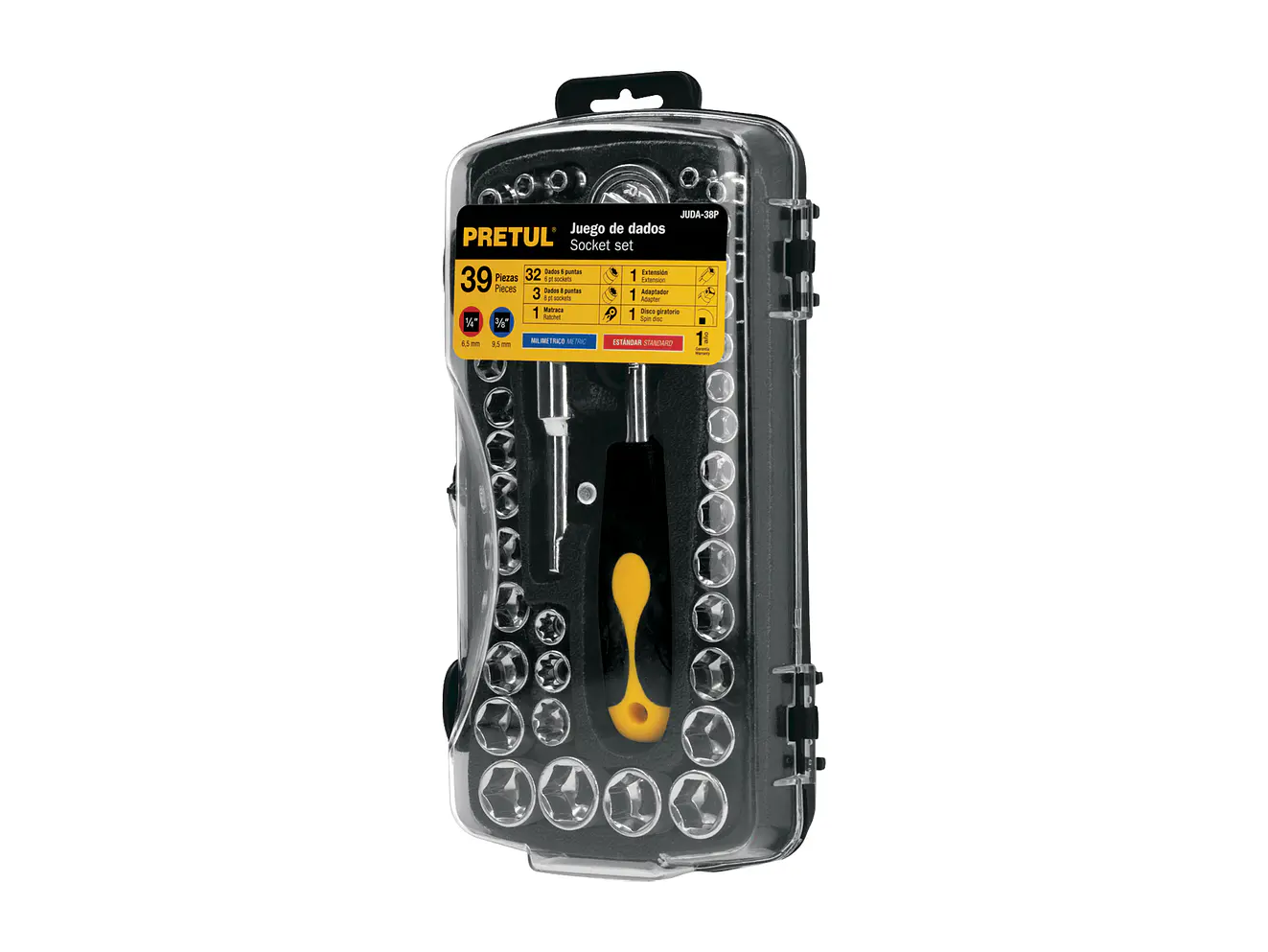 Juego de ratchet y copas Pretul 23969, 39 piezas,  - Foto 1 | aztools.co