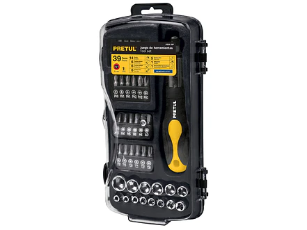 Juego de ratchet Pretul 23971, copas y puntas, 39 piezas,  - Foto 1 | aztools.co