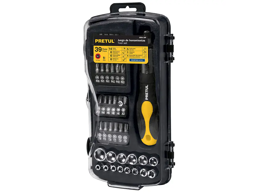Juego de ratchet Pretul 23971, copas y puntas, 39 piezas,  - Foto 1 | aztools.co