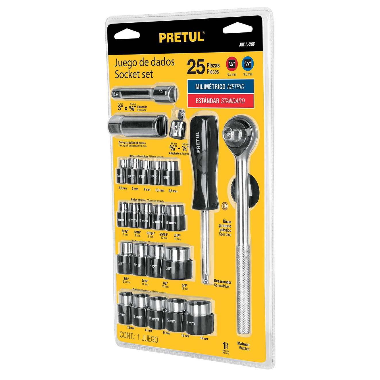 Juego de mecánico Pretul 23974, 25 piezas,  1