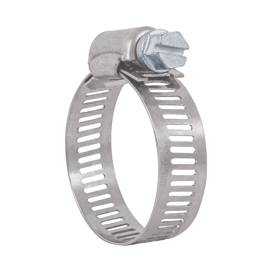 Abrazadera reforzada, acero inox #16, 3/4