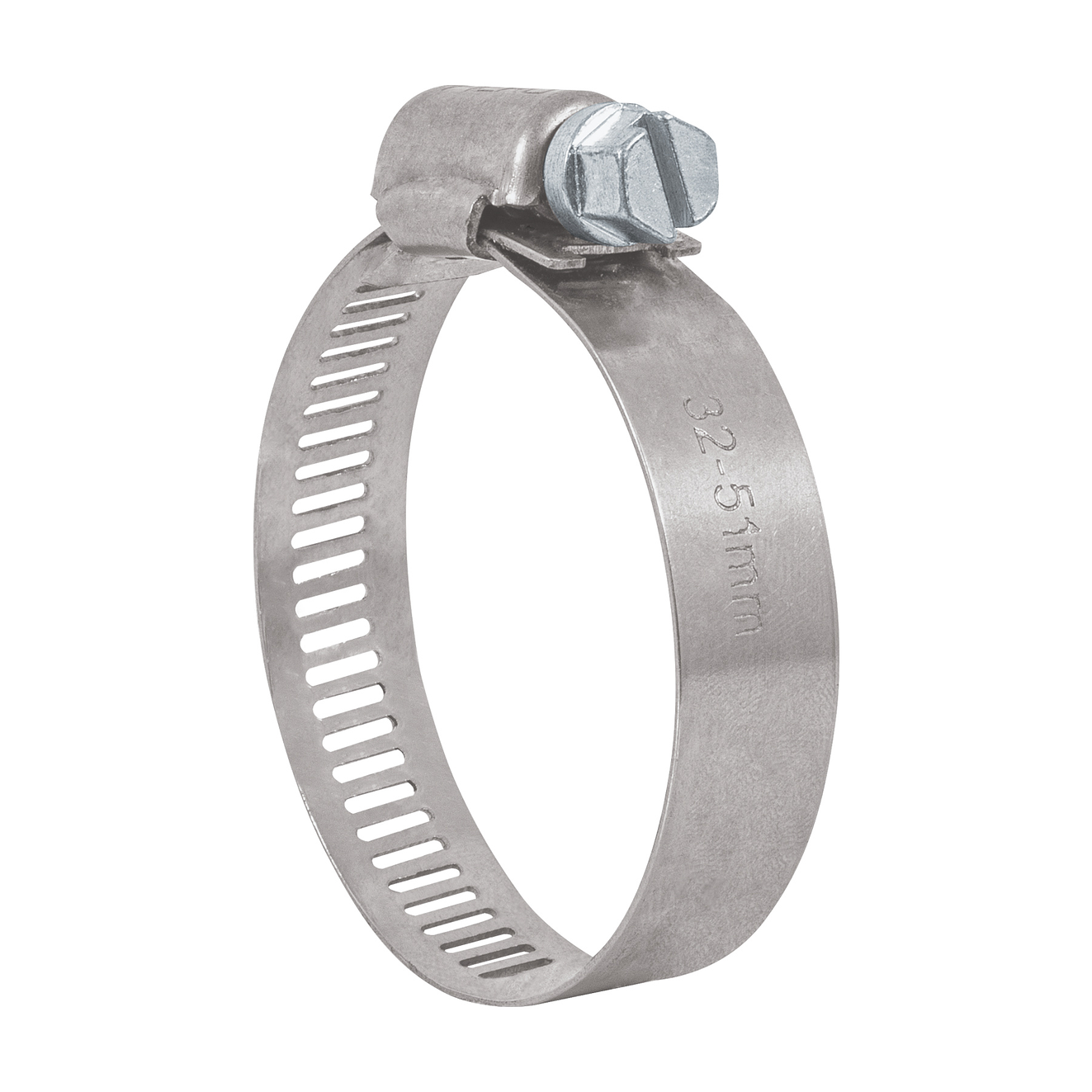 Abrazadera reforzada, acero inox #24, 1-1/4