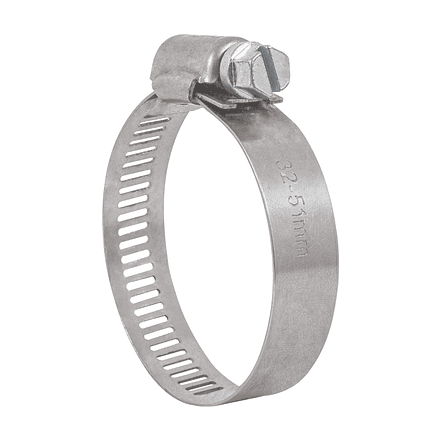 Abrazadera reforzada, acero inox #24, 1-1/4