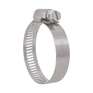 Abrazadera reforzada, acero inox #28, 1-1/2