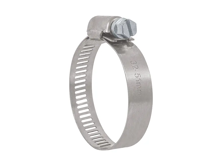 Abrazadera reforzada, acero inox #28, 1-1/2