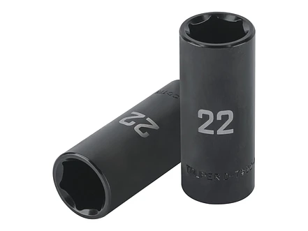 Dado largo de impacto de 22mm, 6 puntas, cuadro 1/2'