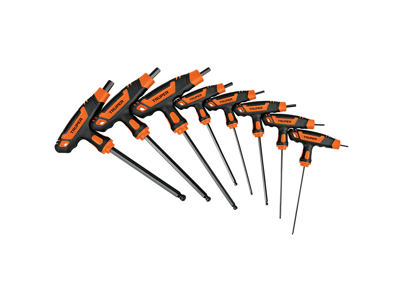 Juego de 8 llaves allen mango T Truper 100933, punta de bola,2 a 10 mm