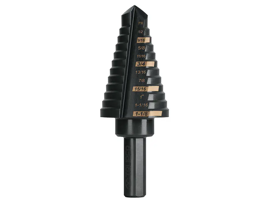 Broca escalonada óxido negro 12 escalones 7/16' a 1-1/8' TRUPER 101458 - Envío a todo Colombia | aztools.co
