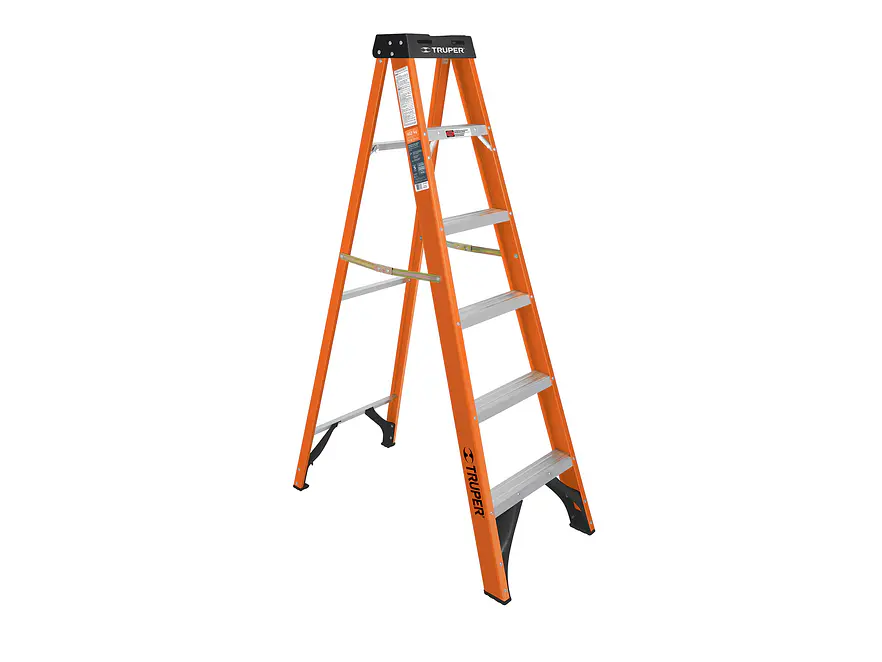 Escalera de tijera tipo ll Truper 100225 5 peldaños fibra de vidrio  - Foto 1 | aztools.co