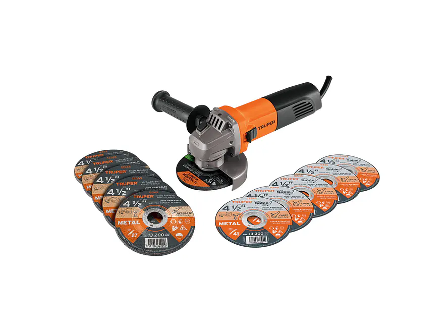 Esmeriladora 4-1/2' 850W c/5 discos de corte y 5 desbaste TRUPER 101544 - Foto 1 | aztools.co