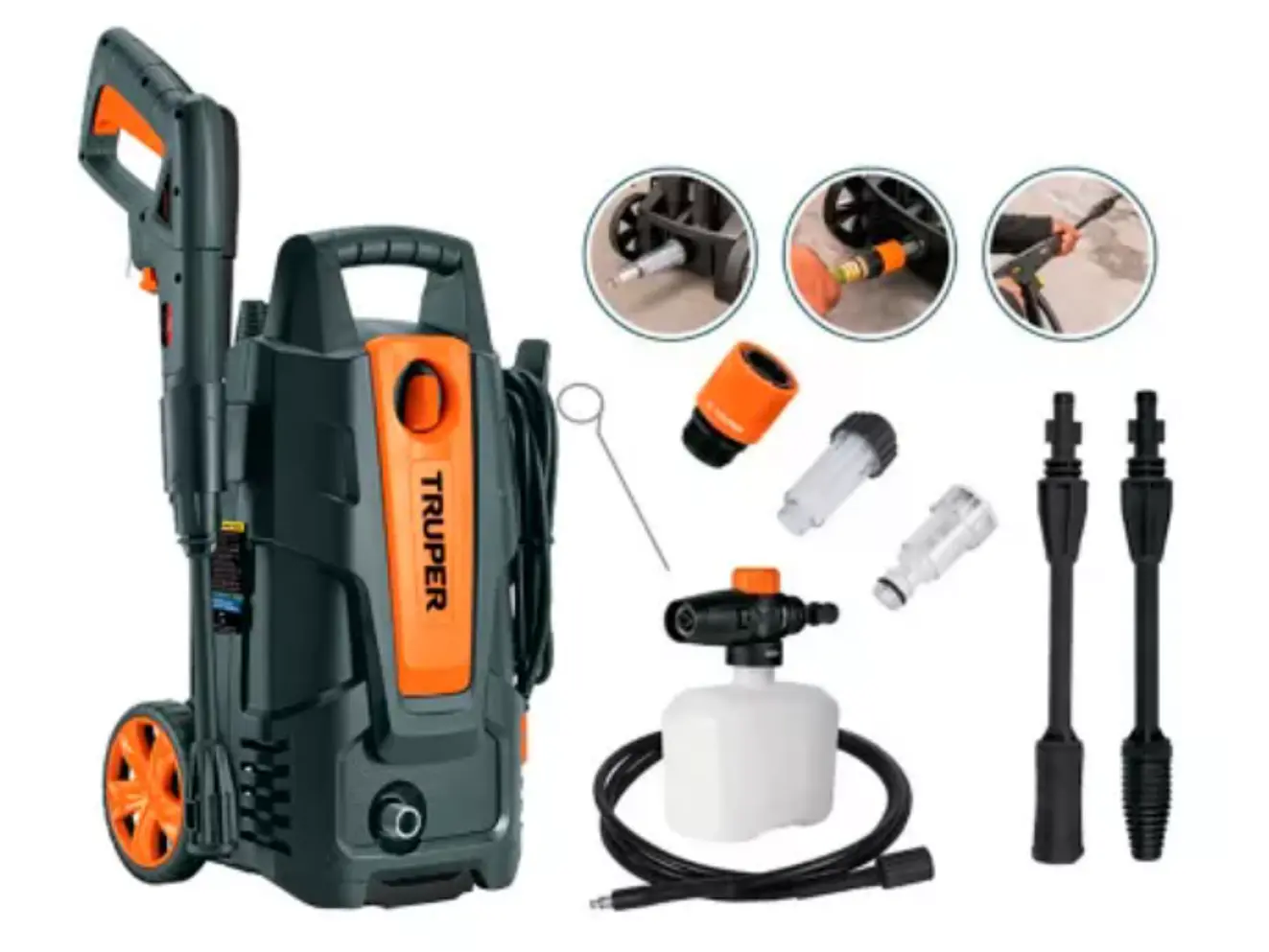 Hidrolavadora Eléctrica Truper 101593 1500 PSI HILA-1500 | 1.9 HP, 127V, con Jabonera - Foto 1 | aztools.co
