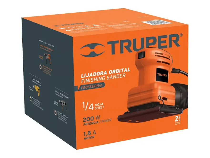 Lijadora profesional orbital Truper 16682, BSC-7 LIOR-1/4A2 naranja 60Hz 200W - Foto 6 | aztools.co