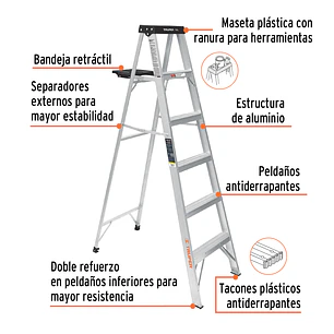 Escalera tipo tijera Truper 16743 Tipo 3 con 5 pasos con bandeja 