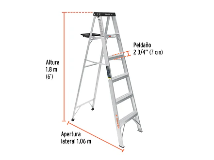 Escalera tipo tijera Truper 16743 Tipo 3 con 5 pasos con bandeja  - Foto 3 | aztools.co