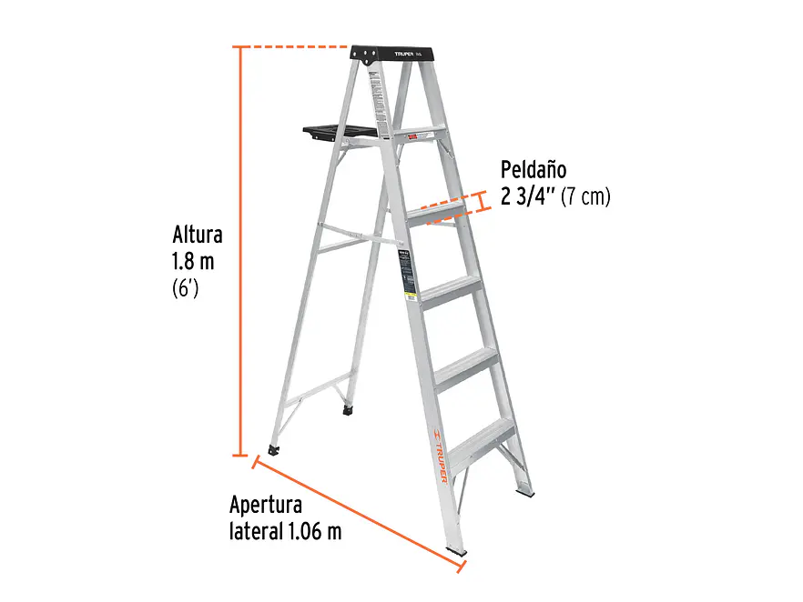 Escalera tipo tijera Truper 16743 Tipo 3 con 5 pasos con bandeja  - Foto 3 | aztools.co