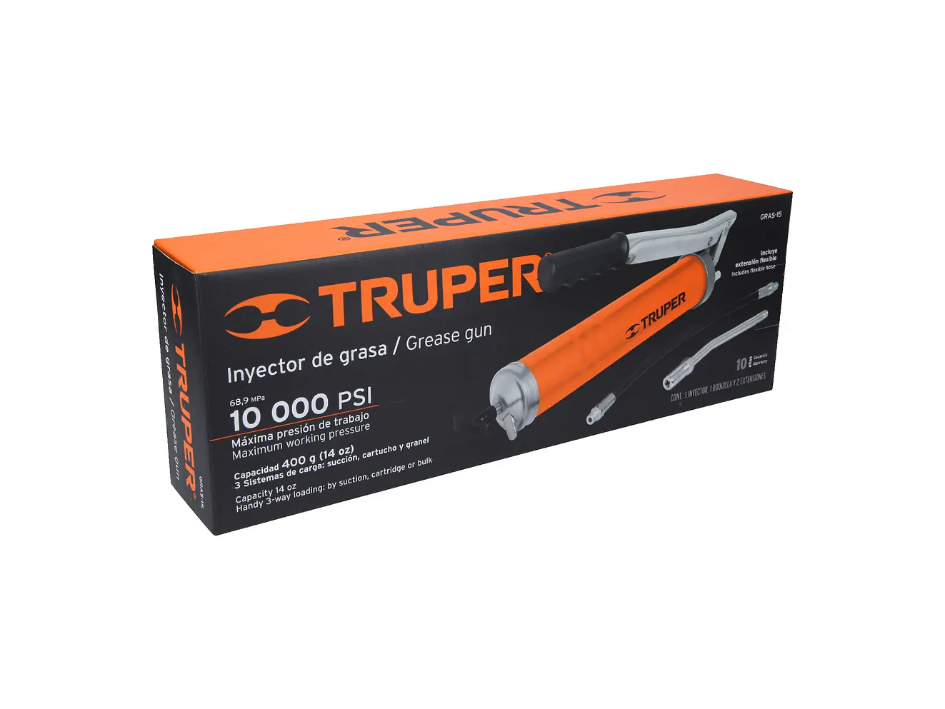 Inyector de grasa o engrasadora 14 oz, 10000 PSI Grip Antiderrapante Truper 14861 - Foto 5 | aztools.co